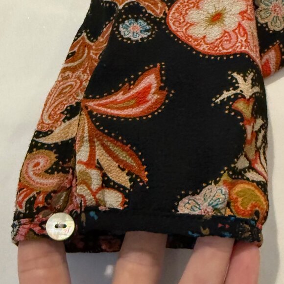 Figueroa & Flower Floral Paisley 3/4 Button Tunic Blouse Size L - Picture 4 of 7